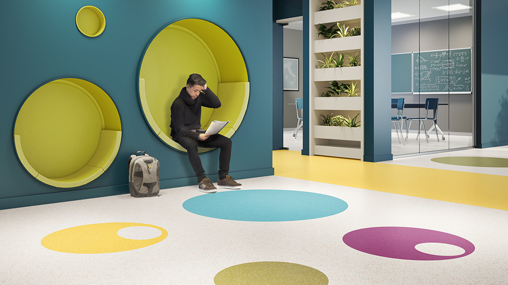 Rubber flooring in school